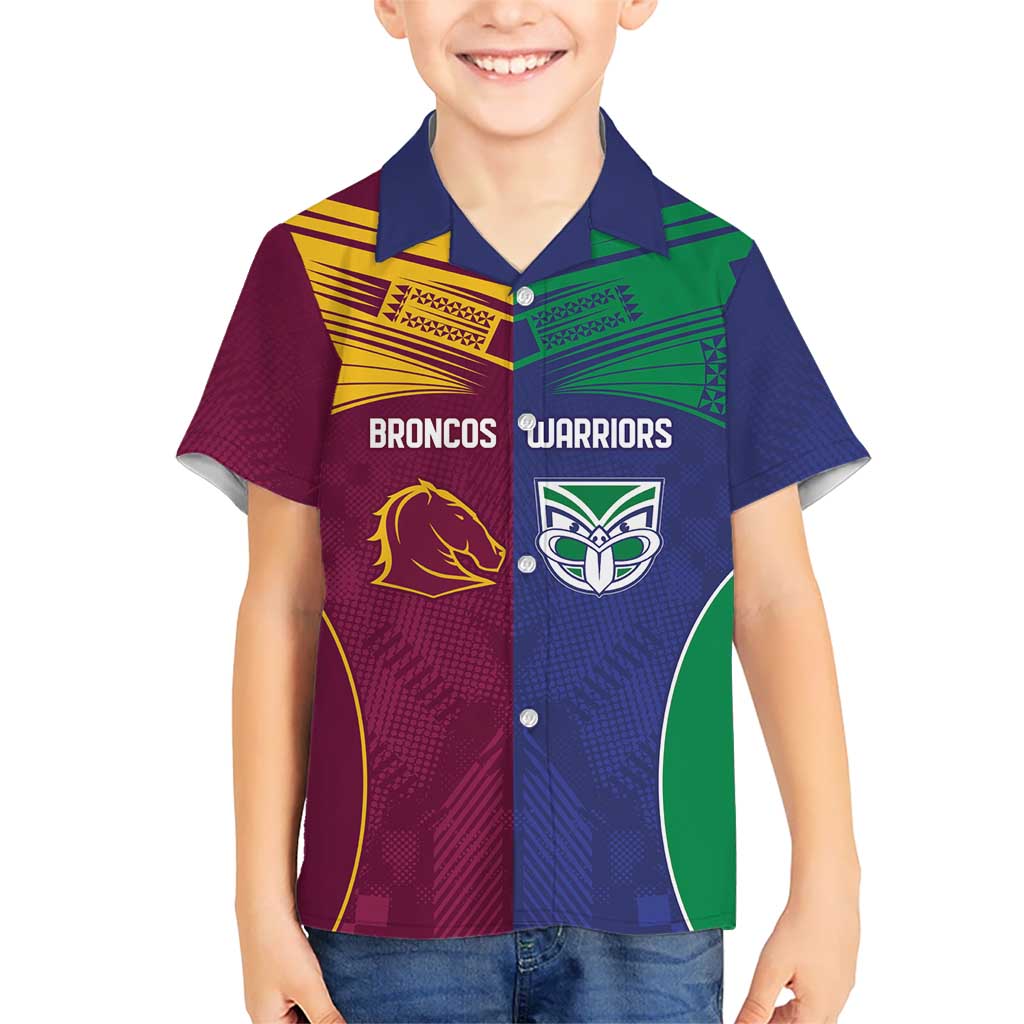 Custom Warriors-Broncos Kid Hawaiian Shirt Together Sporty Style