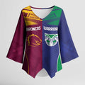 Custom Warriors-Broncos Kimono Sleeve Blouse Together Sporty Style