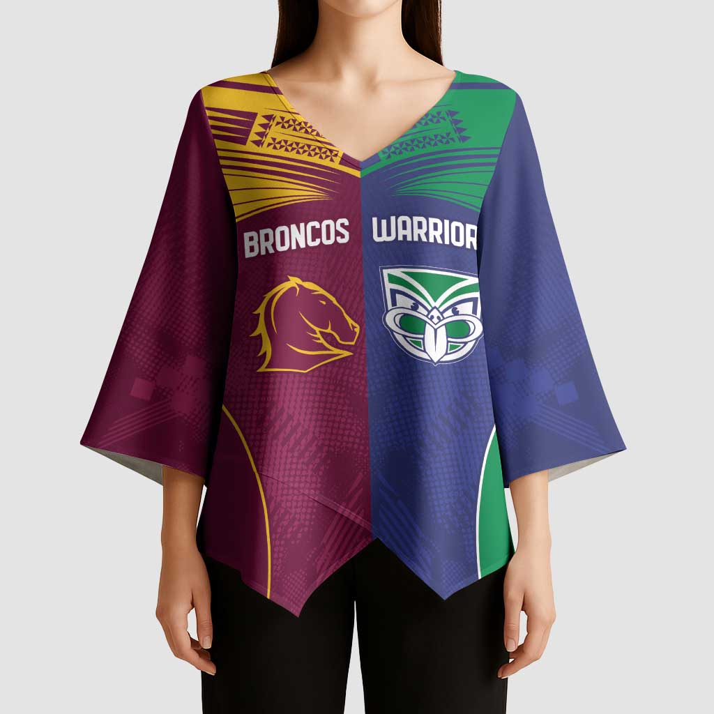 Custom Warriors-Broncos Kimono Sleeve Blouse Together Sporty Style