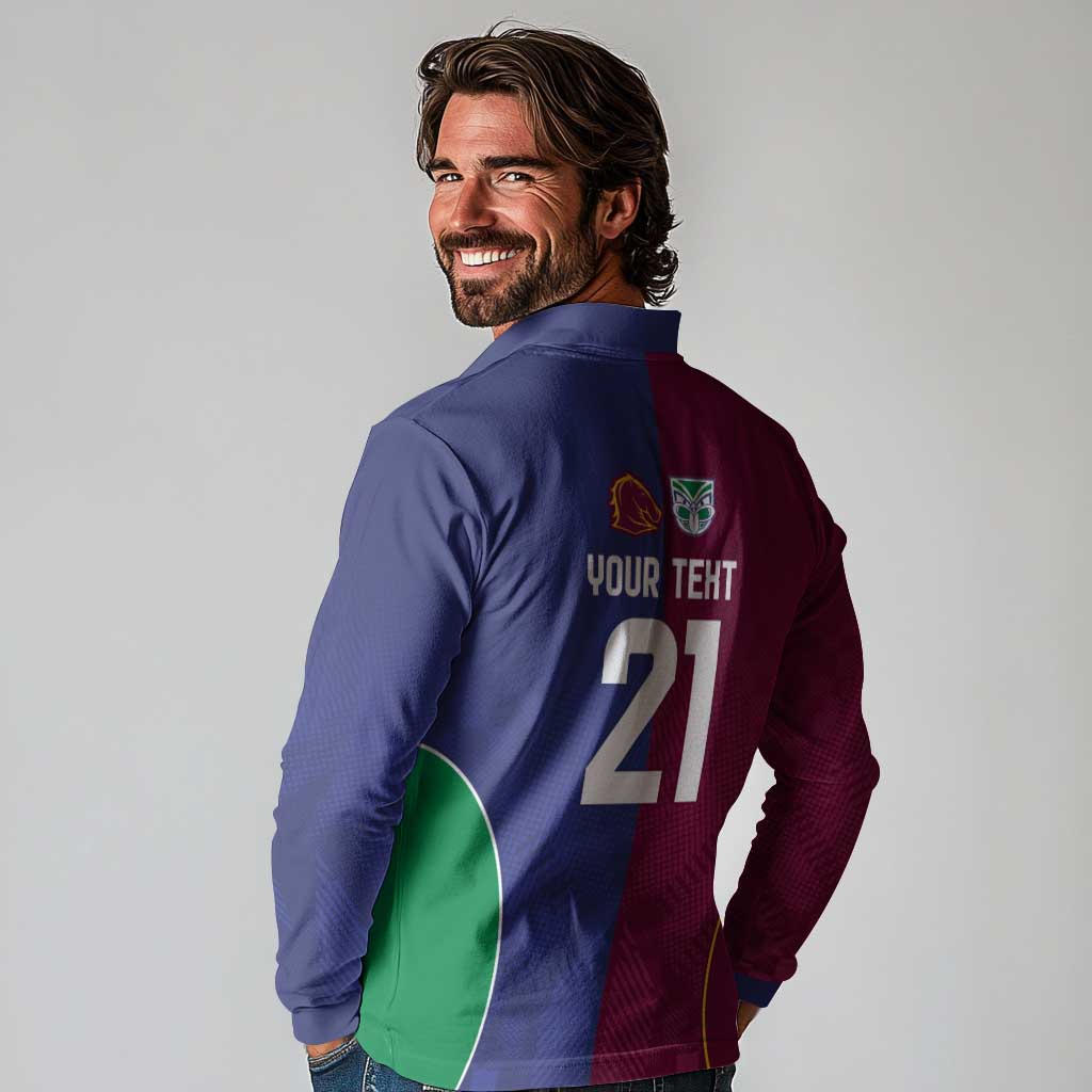 Custom Warriors-Broncos Long Sleeve Polo Shirt Together Sporty Style