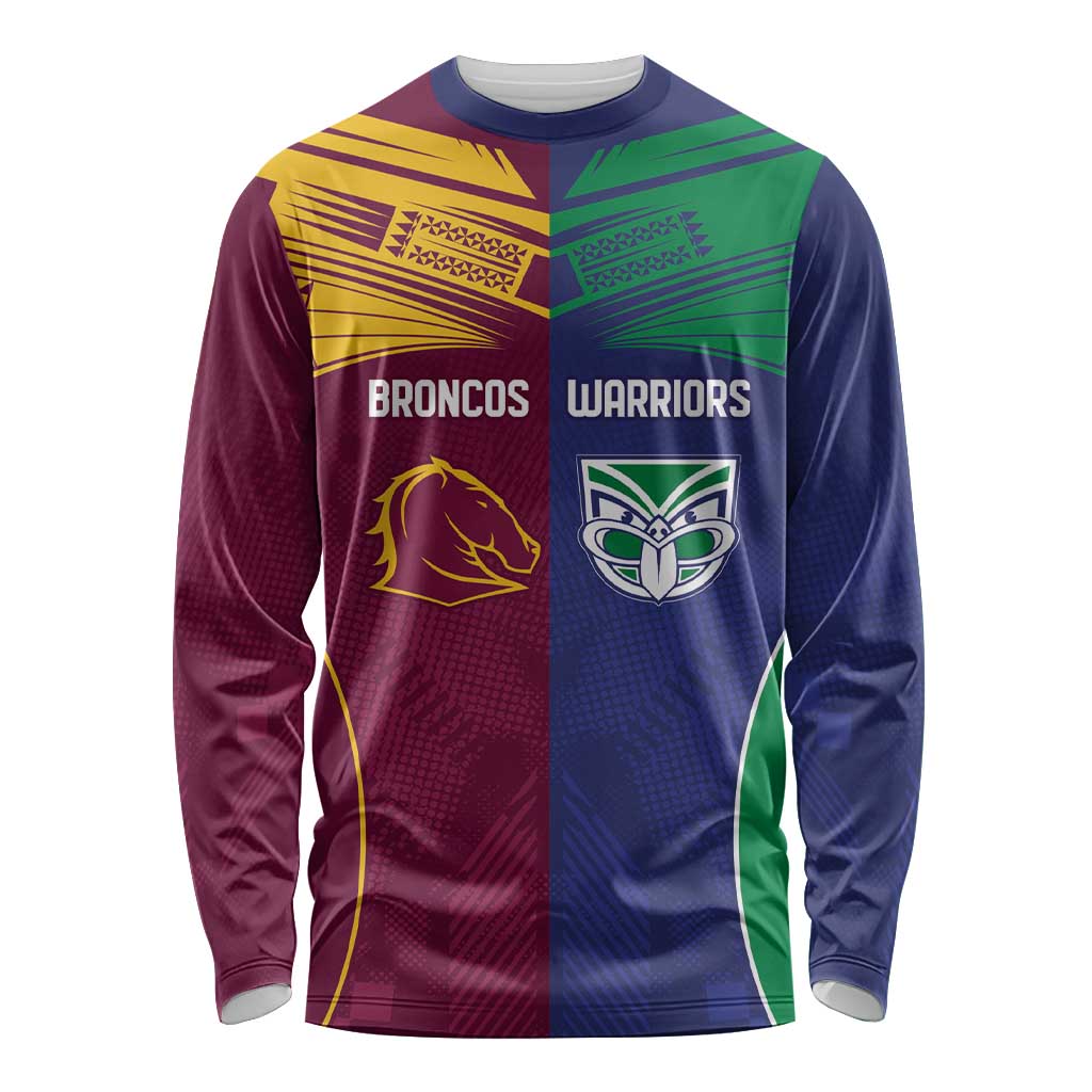Custom Warriors-Broncos Long Sleeve Shirt Together Sporty Style