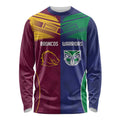 Custom Warriors-Broncos Long Sleeve Shirt Together Sporty Style