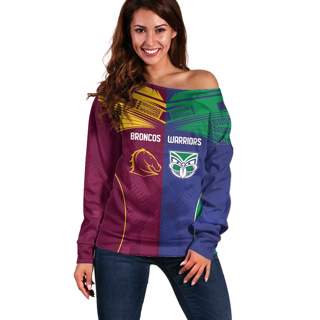 Custom Warriors-Broncos Off Shoulder Sweater Together Sporty Style