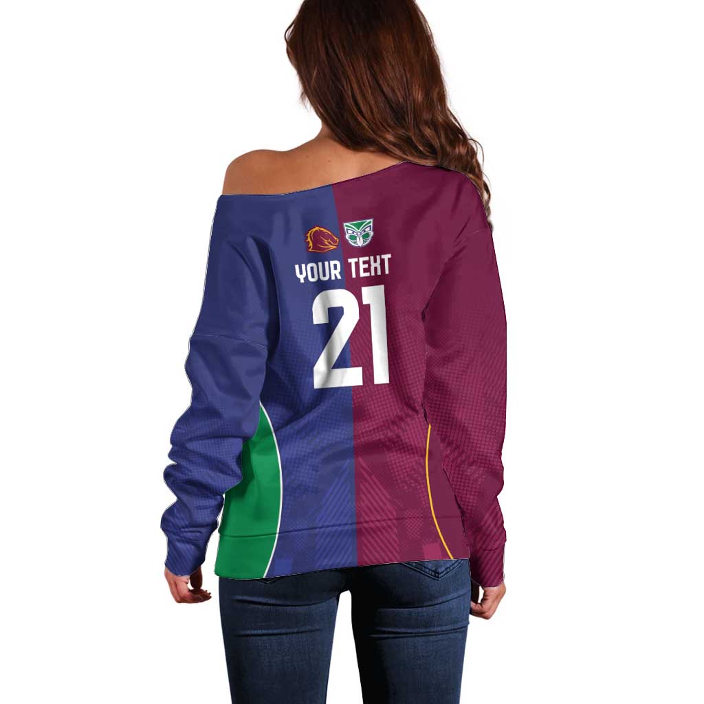 Custom Warriors-Broncos Off Shoulder Sweater Together Sporty Style