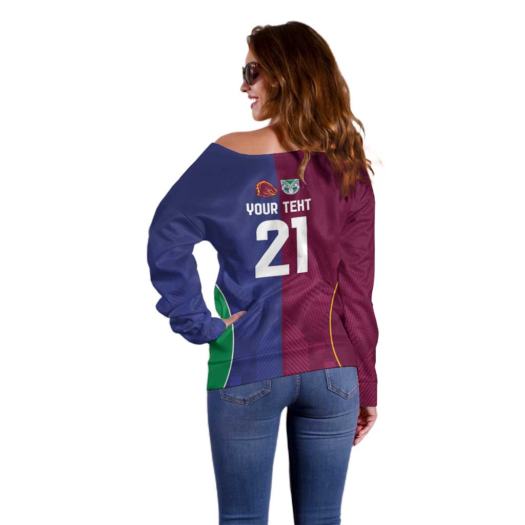 Custom Warriors-Broncos Off Shoulder Sweater Together Sporty Style