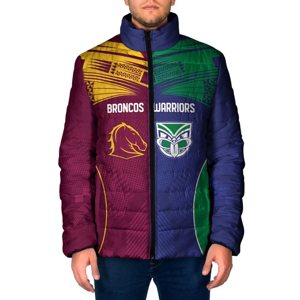 Custom Warriors-Broncos Padded Jacket Together Sporty Style