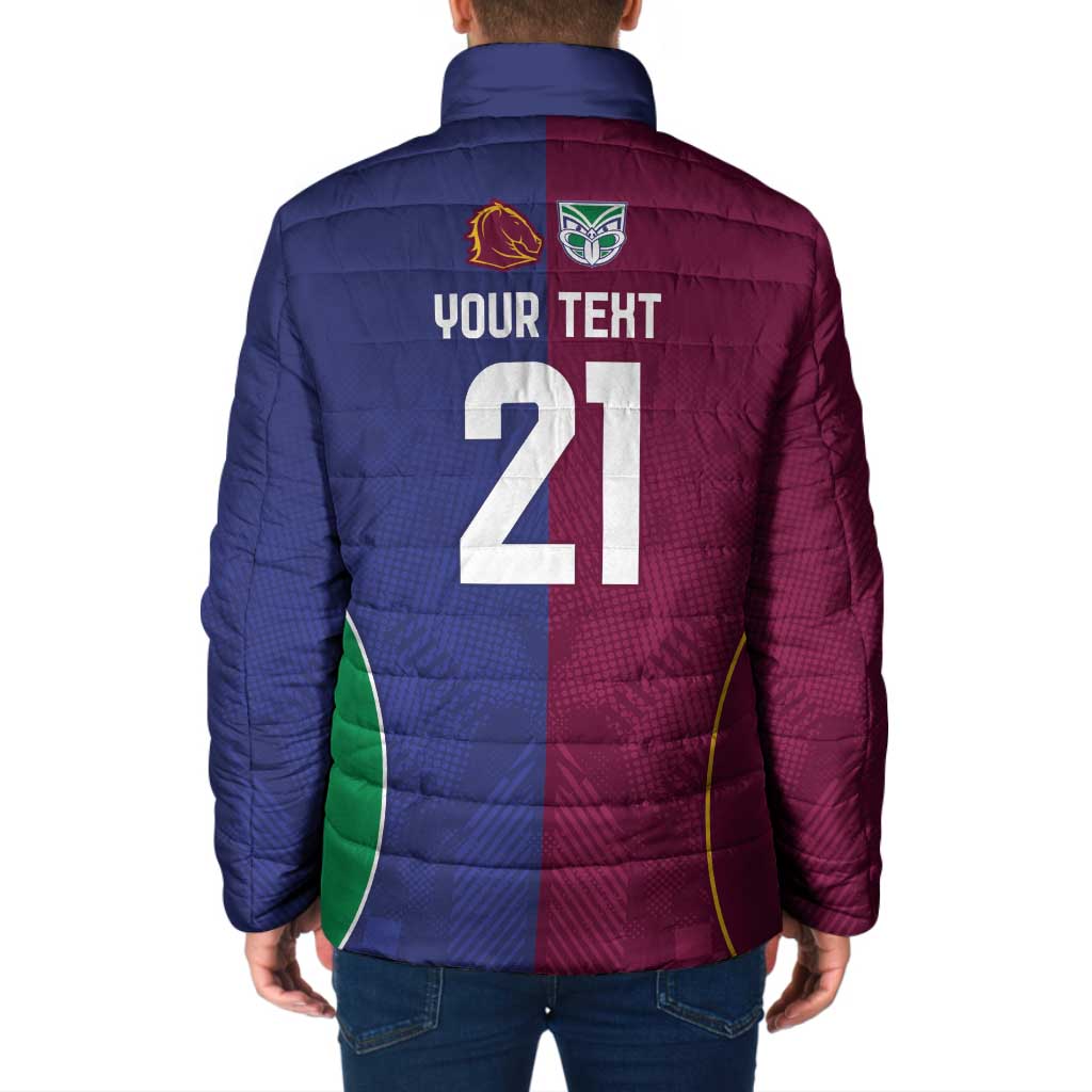 Custom Warriors-Broncos Padded Jacket Together Sporty Style