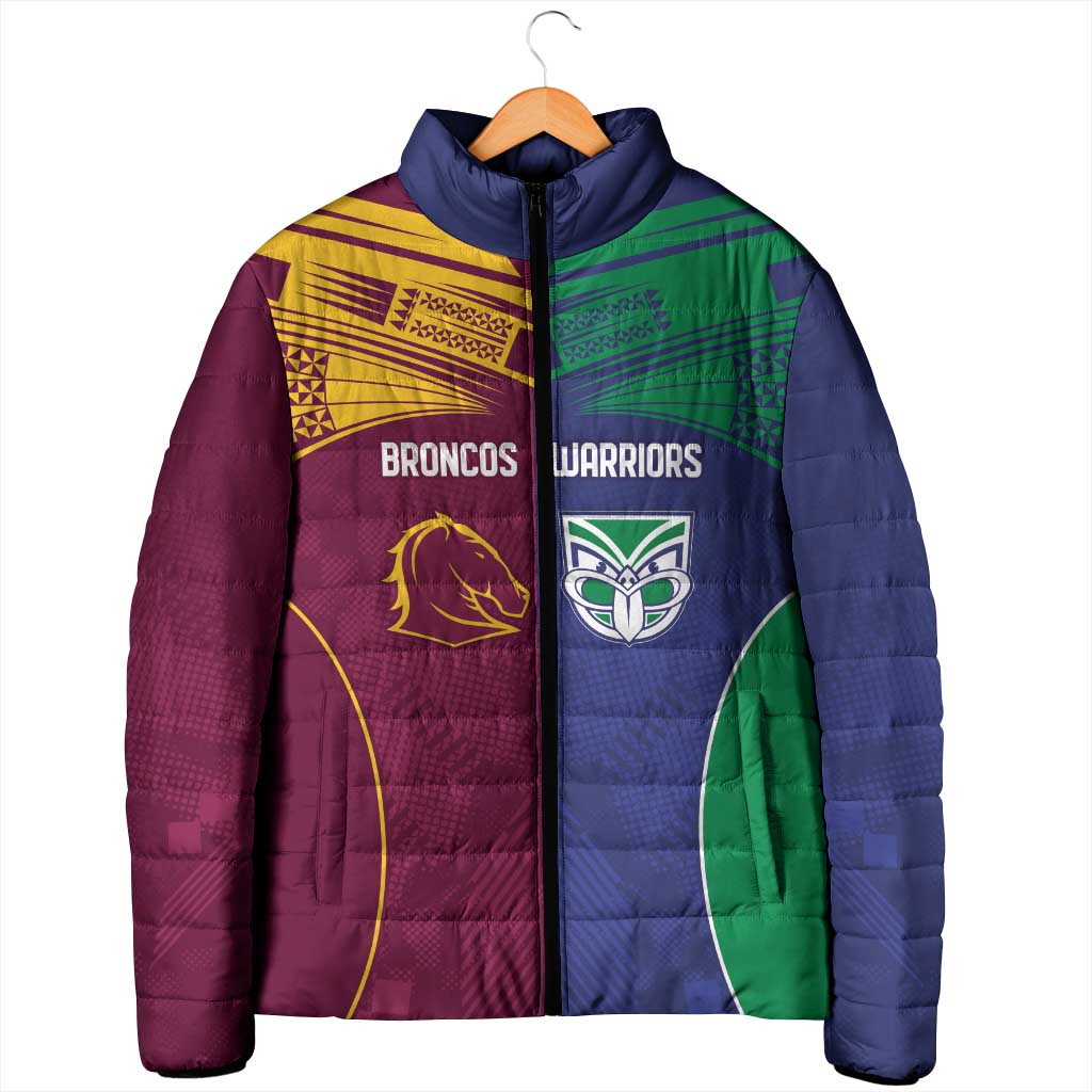 Custom Warriors-Broncos Padded Jacket Together Sporty Style