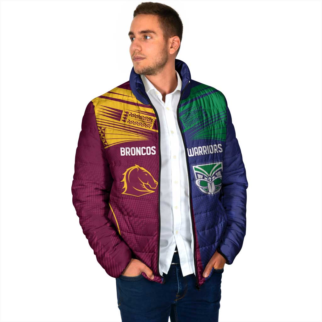 Custom Warriors-Broncos Padded Jacket Together Sporty Style