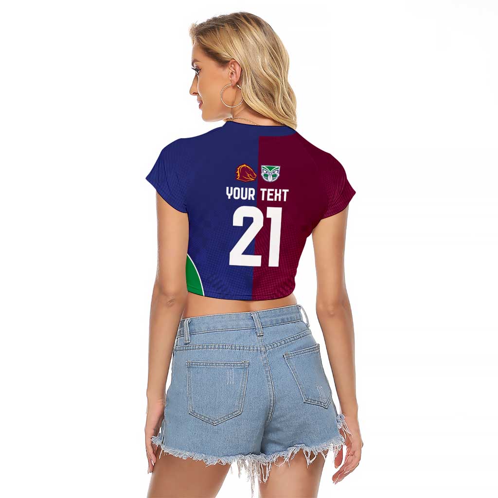 Custom Warriors-Broncos Raglan Cropped T Shirt Together Sporty Style