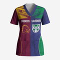 Custom Warriors-Broncos Scrub Top Together Sporty Style