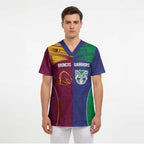 Custom Warriors-Broncos Scrub Top Together Sporty Style