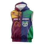 Custom Warriors-Broncos Sleeveless Hoodie Together Sporty Style