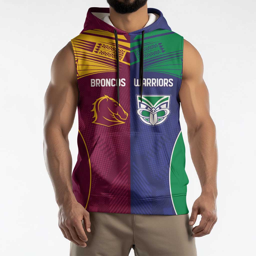 Custom Warriors-Broncos Sleeveless Hoodie Together Sporty Style
