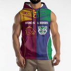 Custom Warriors-Broncos Sleeveless Hoodie Together Sporty Style