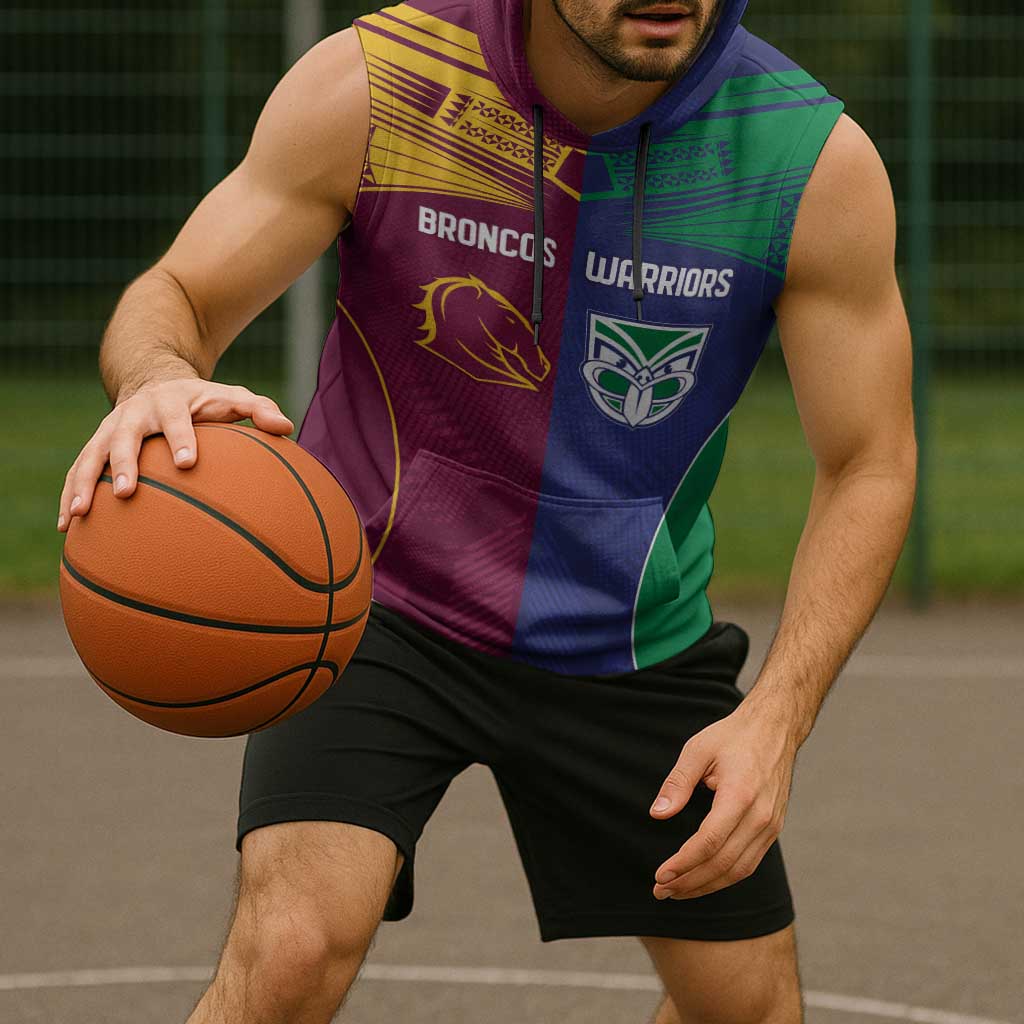 Custom Warriors-Broncos Sleeveless Hoodie Together Sporty Style