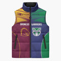 Custom Warriors-Broncos Sleeveless Puffer Jacket Together Sporty Style