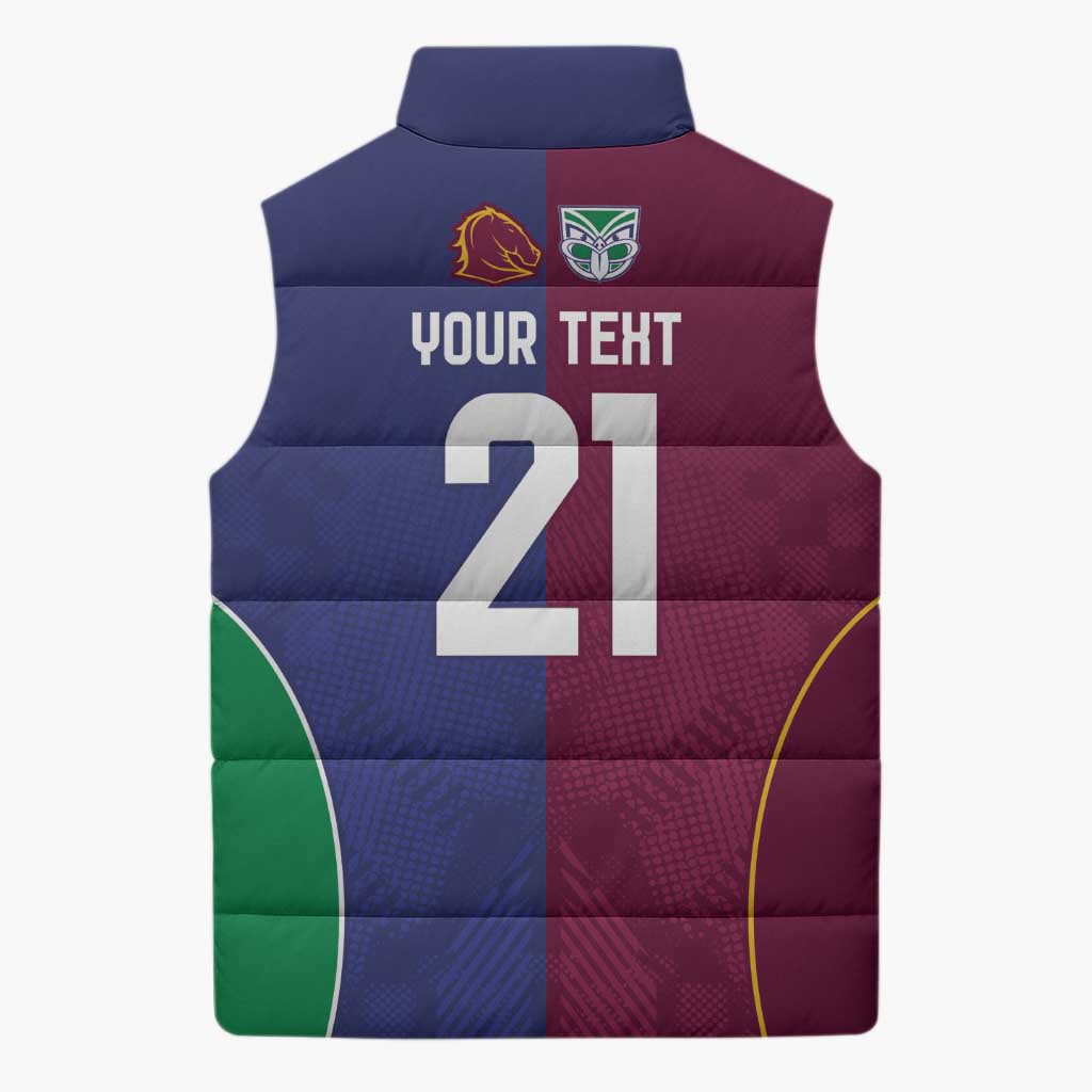 Custom Warriors-Broncos Sleeveless Puffer Jacket Together Sporty Style