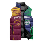 Custom Warriors-Broncos Sleeveless Puffer Jacket Together Sporty Style