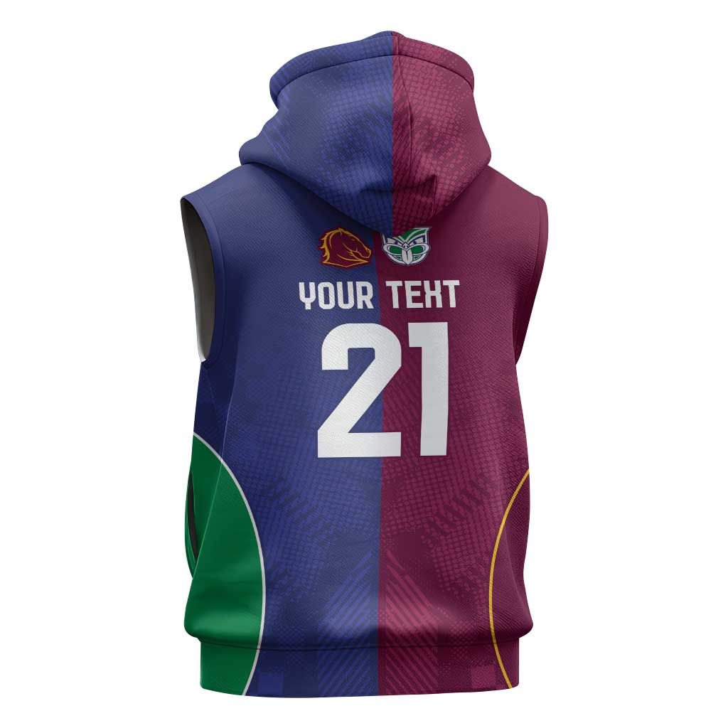 Custom Warriors-Broncos Sleeveless Zip Hoodie Together Sporty Style