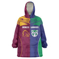Custom Warriors-Broncos Wearable Blanket Hoodie Together Sporty Style