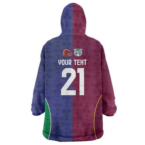 Custom Warriors-Broncos Wearable Blanket Hoodie Together Sporty Style