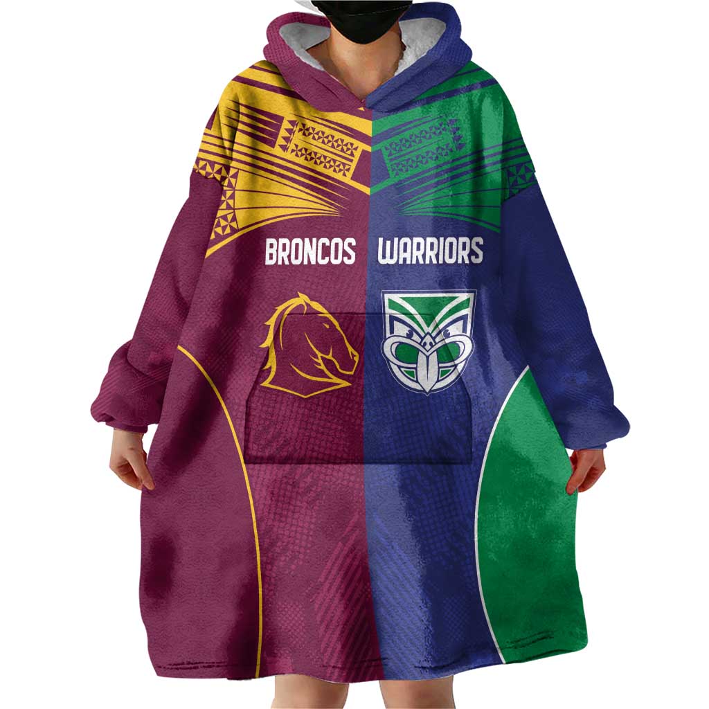 Custom Warriors-Broncos Wearable Blanket Hoodie Together Sporty Style