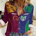 Custom Warriors-Broncos Women Casual Shirt Together Sporty Style