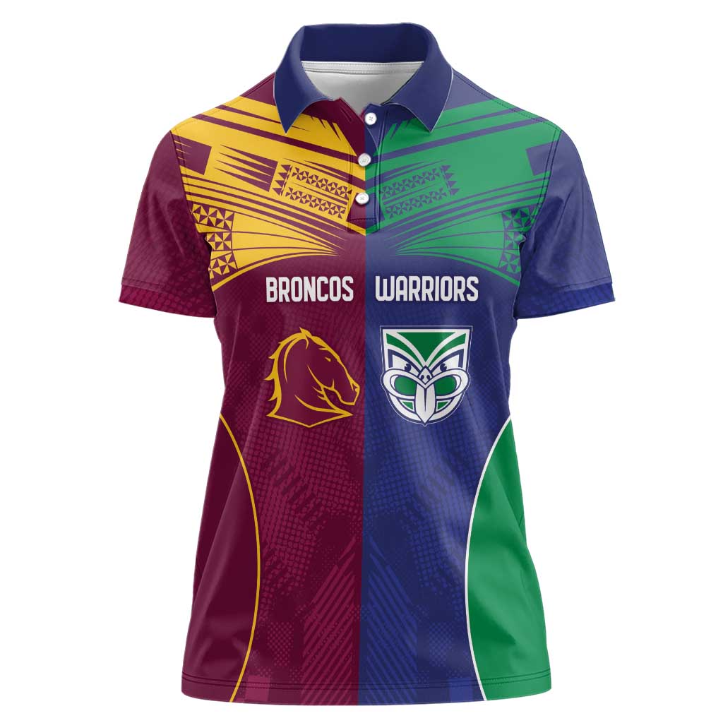 Custom Warriors-Broncos Women Polo Shirt Together Sporty Style