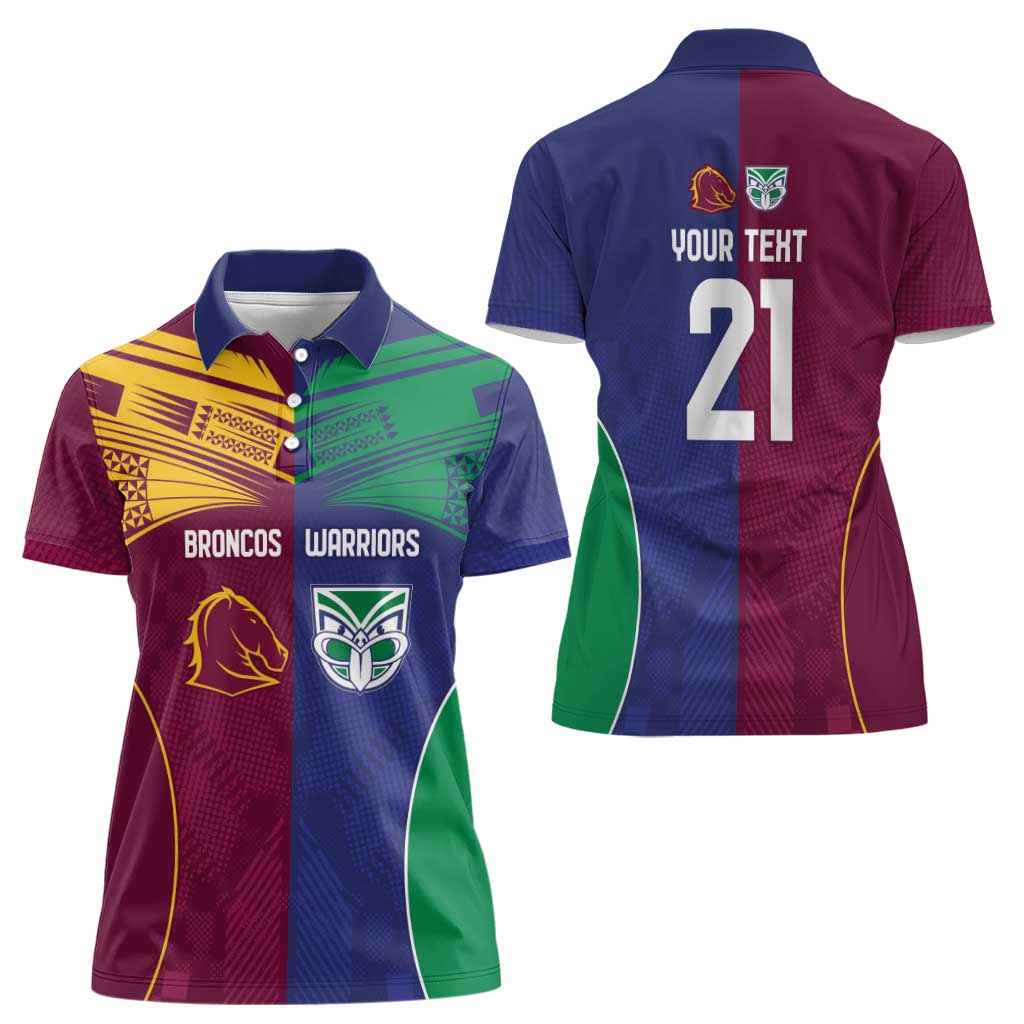 Custom Warriors-Broncos Women Polo Shirt Together Sporty Style