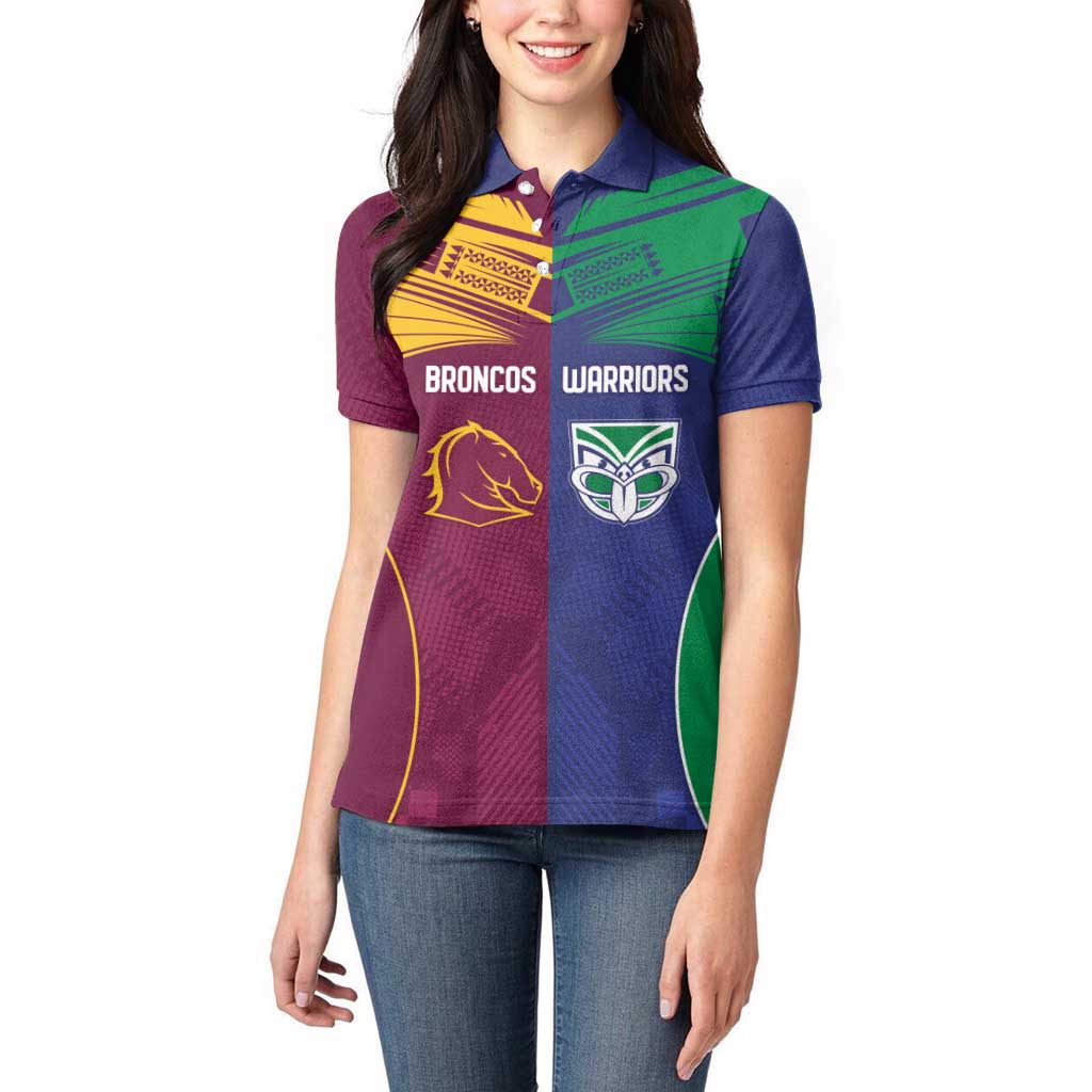Custom Warriors-Broncos Women Polo Shirt Together Sporty Style