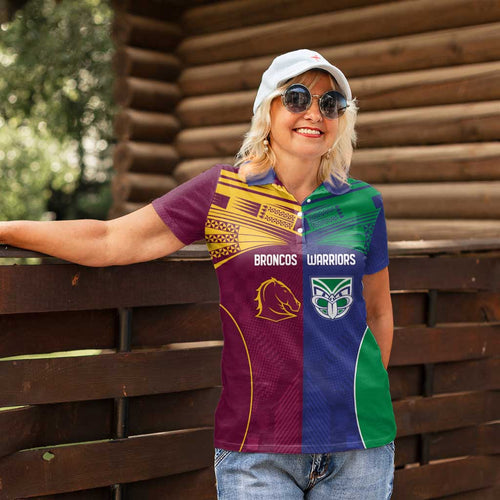 Custom Warriors-Broncos Women Polo Shirt Together Sporty Style