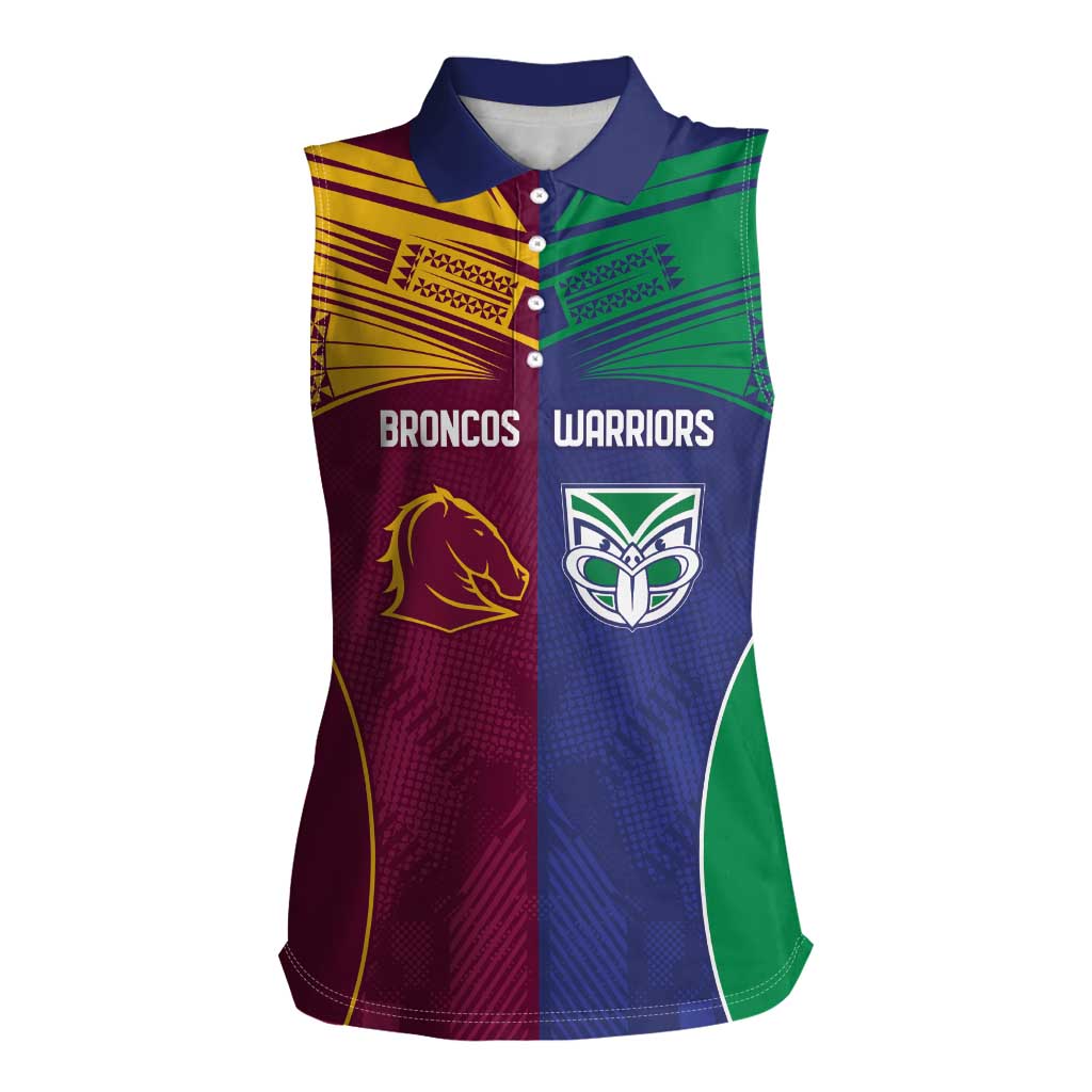 Custom Warriors-Broncos Women Sleeveless Polo Shirt Together Sporty Style