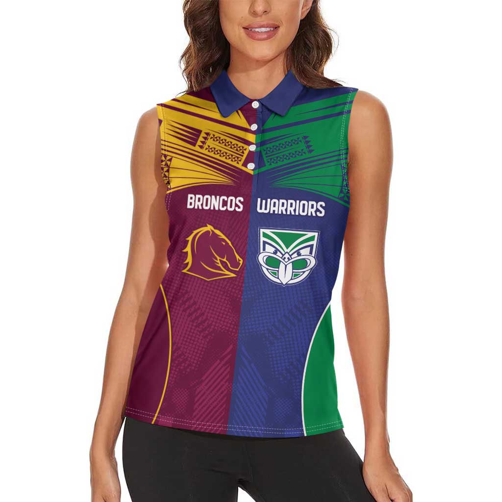 Custom Warriors-Broncos Women Sleeveless Polo Shirt Together Sporty Style