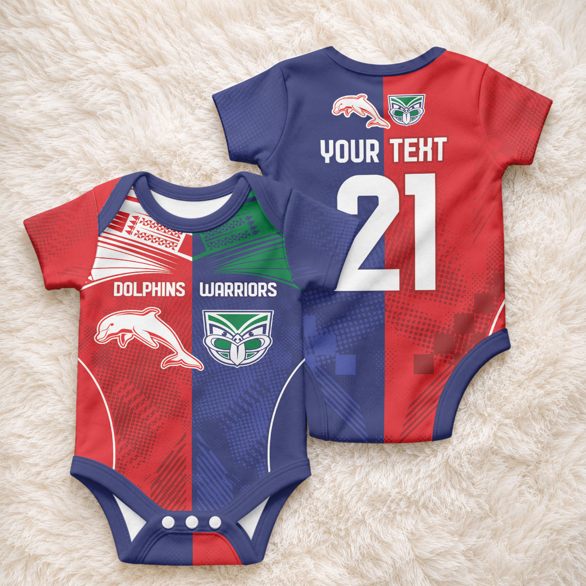Custom Warriors-Dolphins Baby Onesie Together Sporty Style