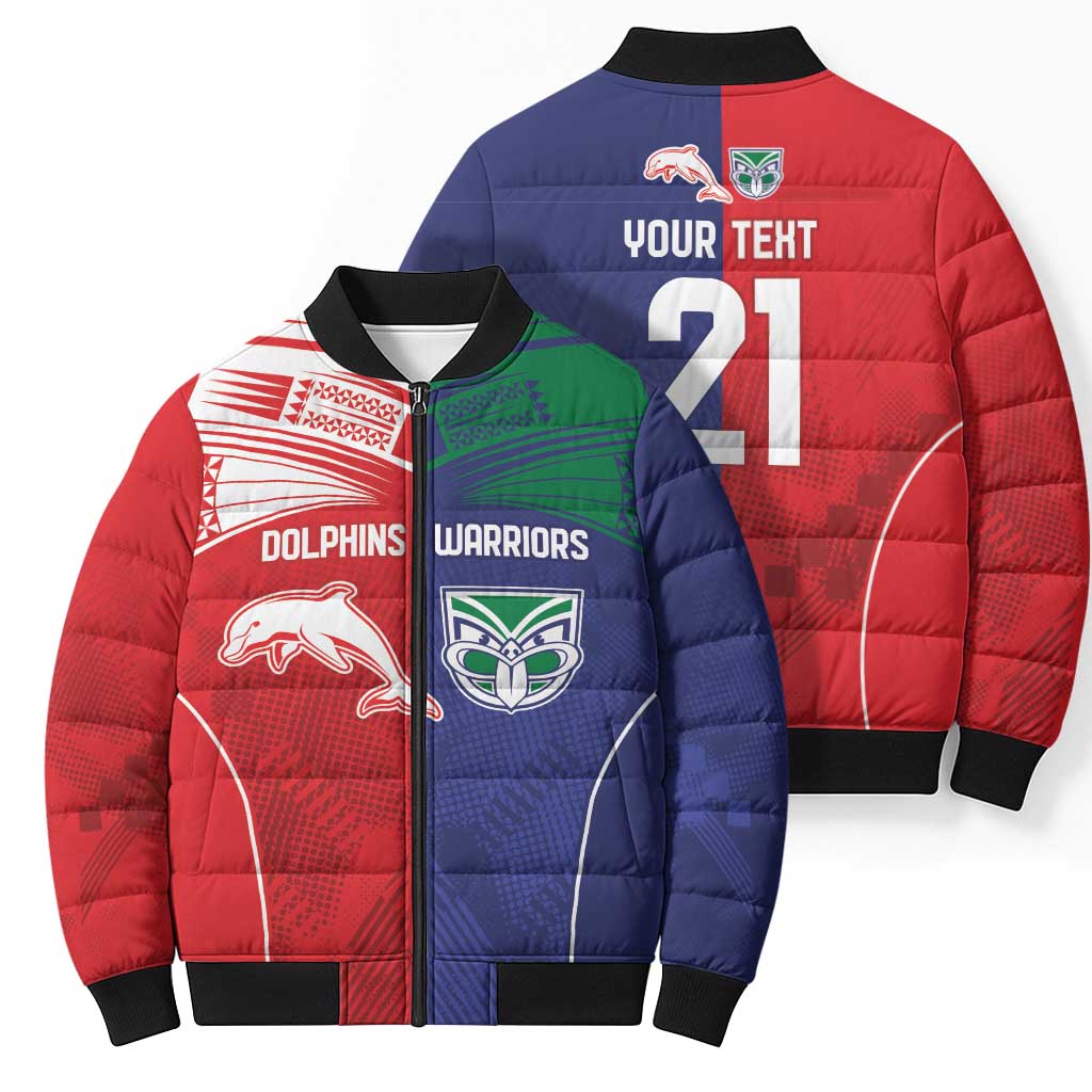 Custom Warriors-Dolphins Bomber Puffer Jacket Together Sporty Style
