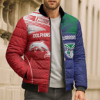 Custom Warriors-Dolphins Bomber Puffer Jacket Together Sporty Style