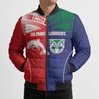 Custom Warriors-Dolphins Bomber Puffer Jacket Together Sporty Style