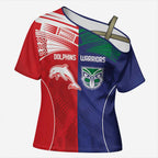 Custom Warriors-Dolphins Cross Shoulder Shirt Together Sporty Style