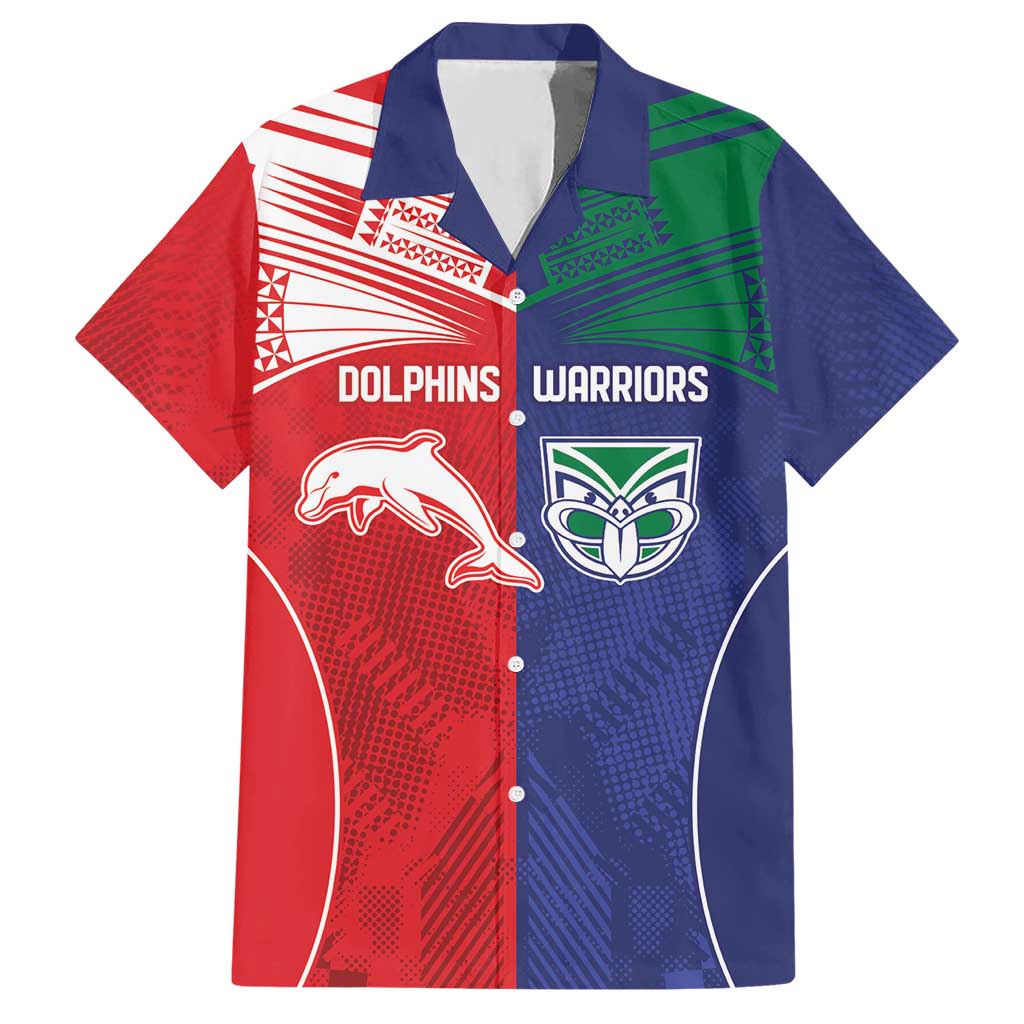 Custom Warriors-Dolphins Hawaiian Shirt Together Sporty Style