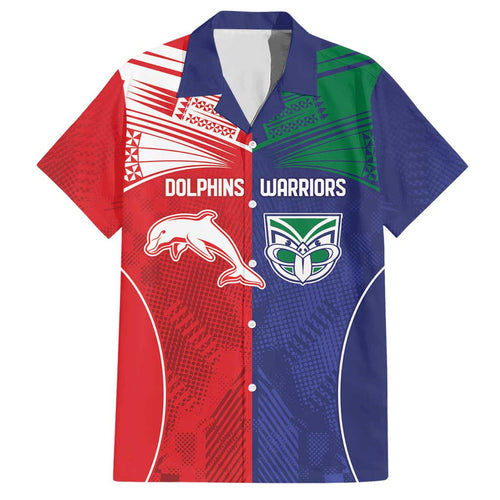 Custom Warriors-Dolphins Hawaiian Shirt Together Sporty Style