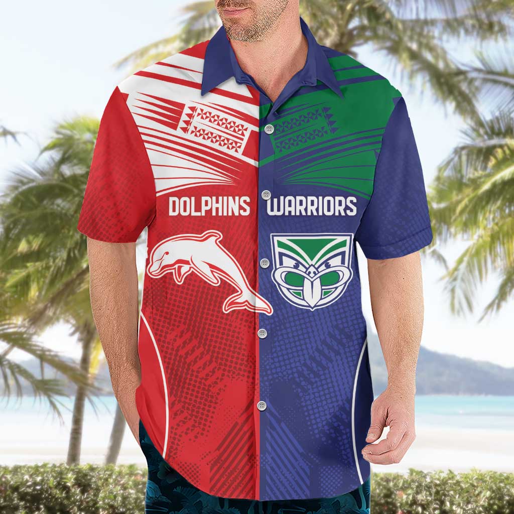 Custom Warriors-Dolphins Hawaiian Shirt Together Sporty Style