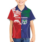 Custom Warriors-Dolphins Kid Hawaiian Shirt Together Sporty Style