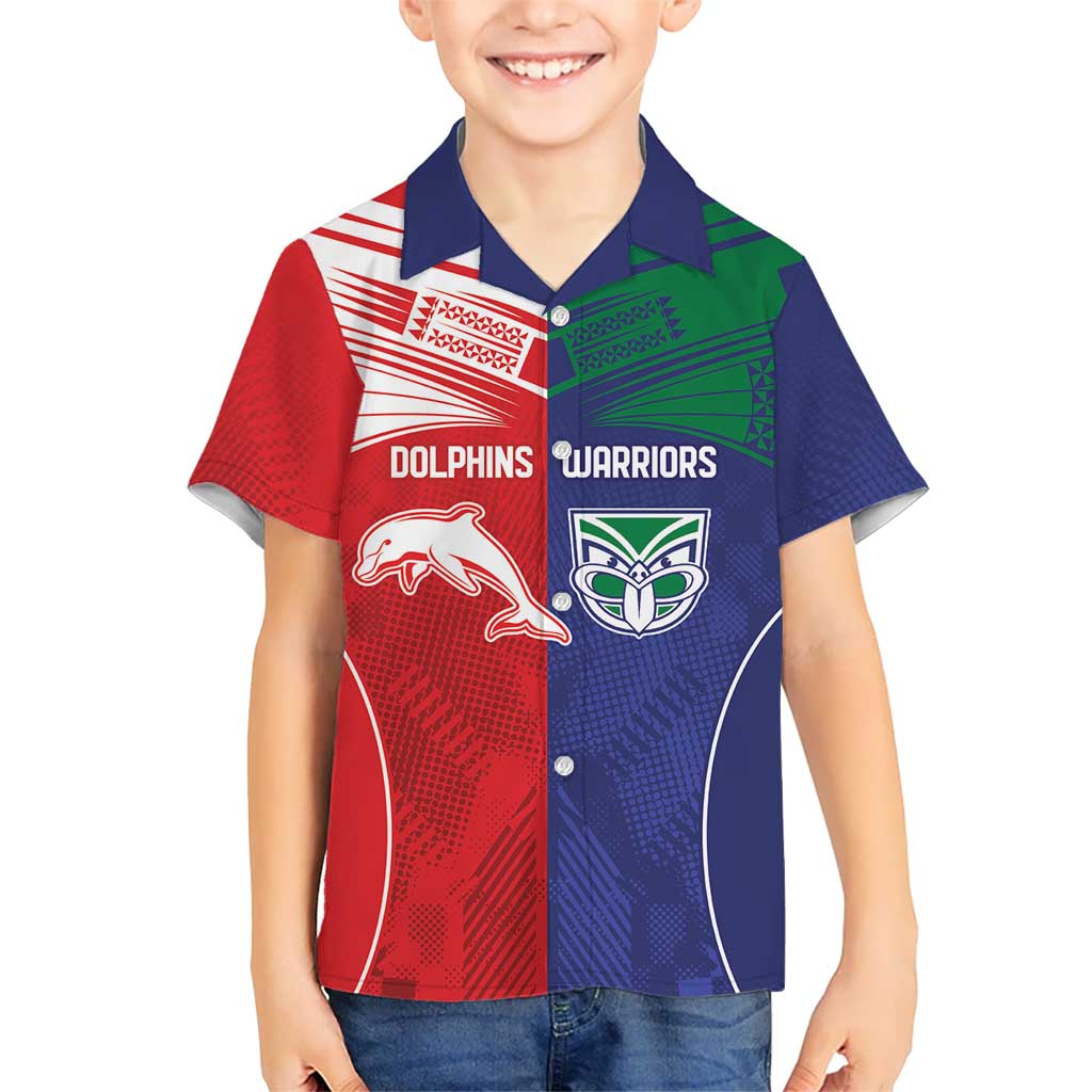 Custom Warriors-Dolphins Kid Hawaiian Shirt Together Sporty Style