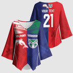 Custom Warriors-Dolphins Kimono Sleeve Blouse Together Sporty Style