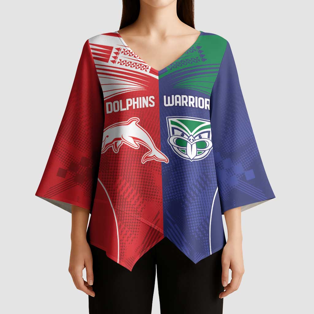 Custom Warriors-Dolphins Kimono Sleeve Blouse Together Sporty Style