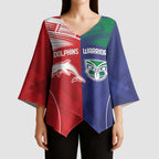 Custom Warriors-Dolphins Kimono Sleeve Blouse Together Sporty Style