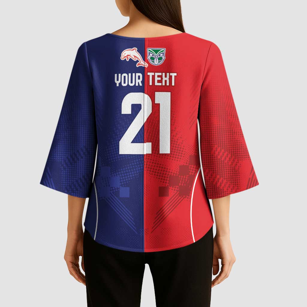 Custom Warriors-Dolphins Kimono Sleeve Blouse Together Sporty Style
