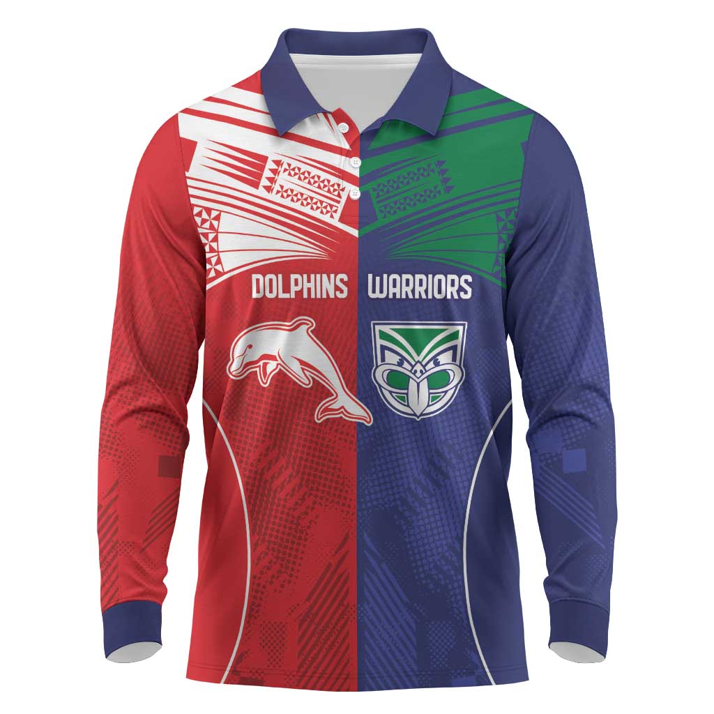Custom Warriors-Dolphins Long Sleeve Polo Shirt Together Sporty Style