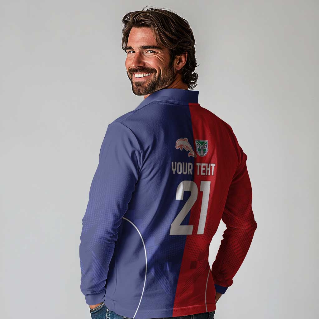 Custom Warriors-Dolphins Long Sleeve Polo Shirt Together Sporty Style
